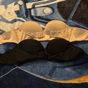 Women's Black and Cream Strapless Bras